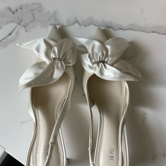 JW PEI Satin Slingback Heels in Cream - Picture 5 of 9